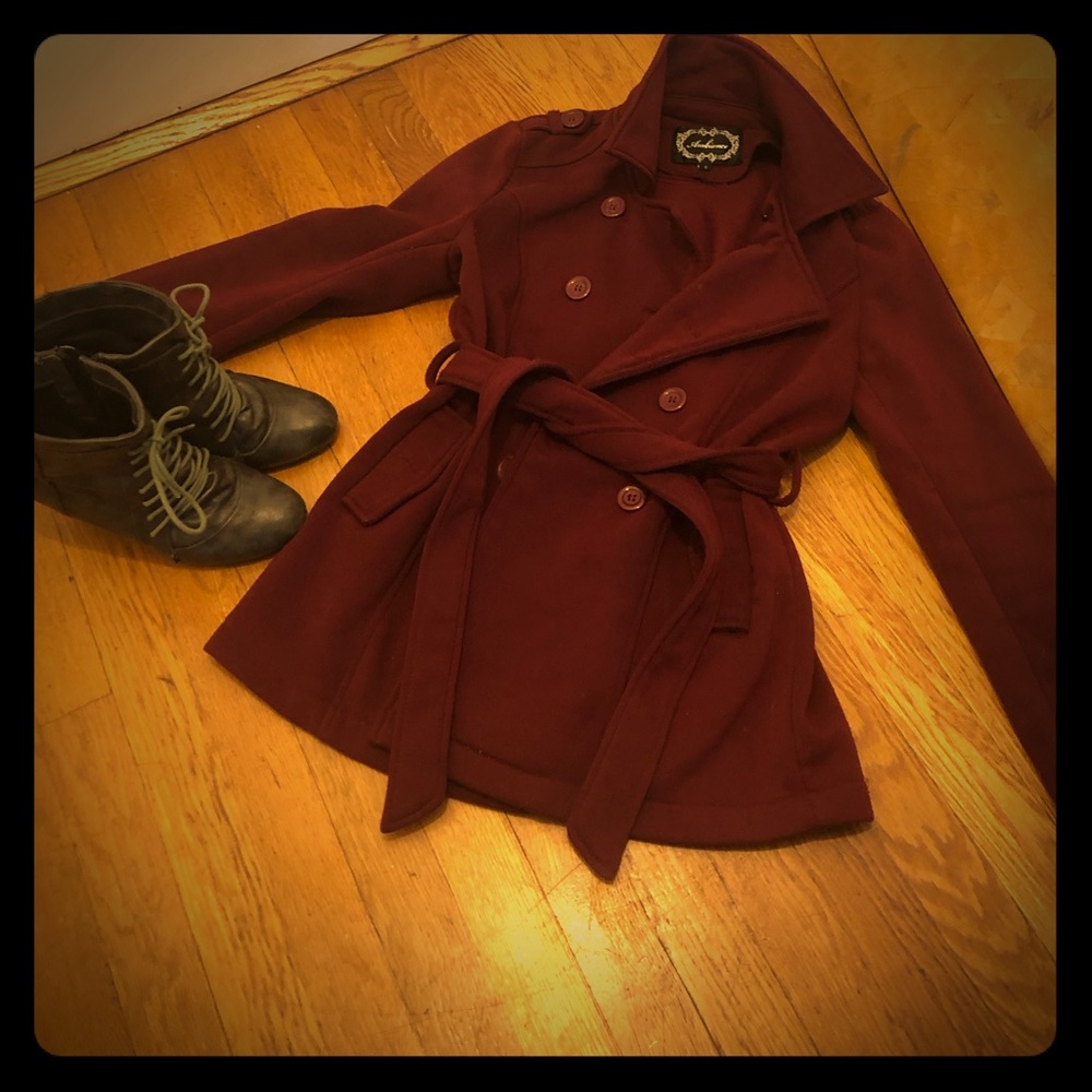 Burgundy pea coat